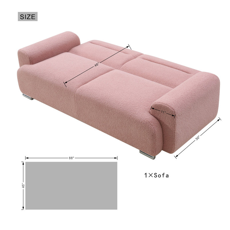 88 po Canapé-lit convertible rose rembourré