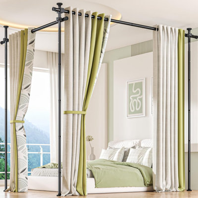 Adjustable No Drill Floor to Ceiling Tension Rod, Heavy Duty Telescopic Room Divider Curtain Pole