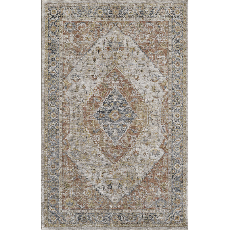 Tapis oriental en polyester tissé à la machine, Rectangle 3 pi 3 po x 5 pi 3 po, Épice