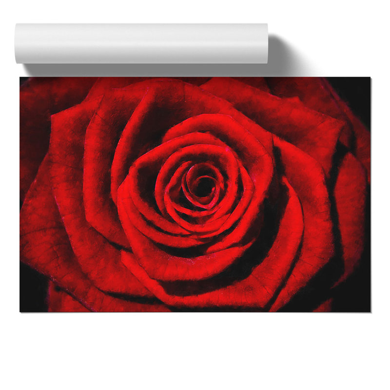 Red Rose Flower Painting - Frameless Print, 21cm H x 30cm W x 0.1cm D