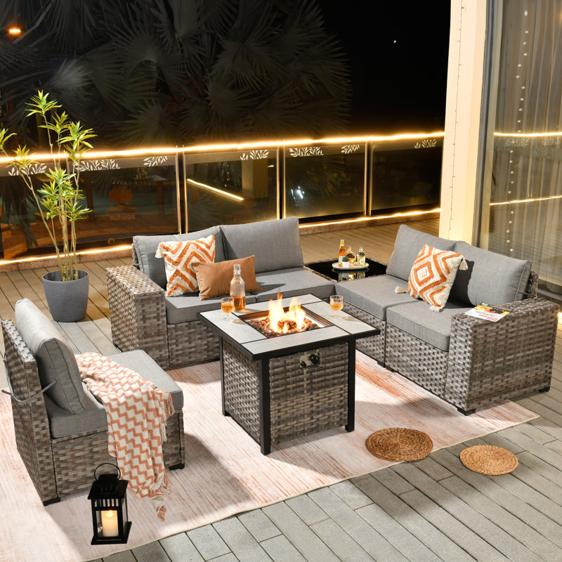 Evanna 5 - Person Patio Conversation Set with Cushions, Gray