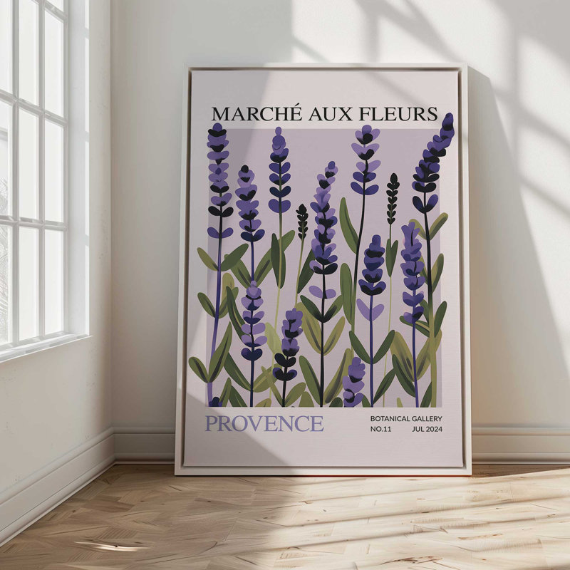 Marché aux fleurs de Provence, H 12,75 po x l 8,75 po, Cadre flottant blanc opaque