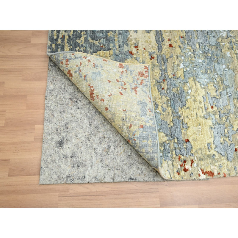 Tapis oriental vert en laine noué à la main 7 pi 11 po x 10 pi 3 po - MOA10283131
