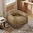 360° Swivel Accent Chair with Top-Grain Leather or Boucle Fabric and Wide Armrests-125403848