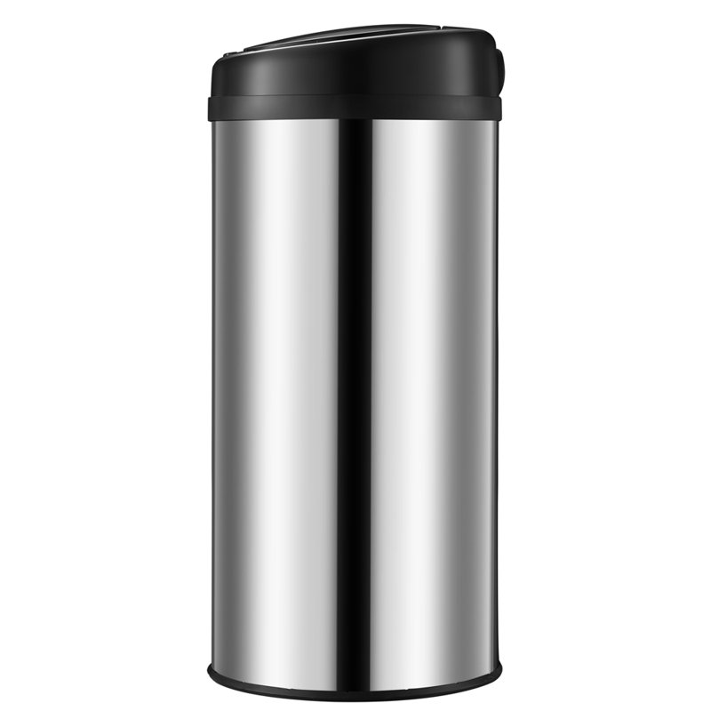 Stainless Steel Kitchen Trash Can, Silver/Black