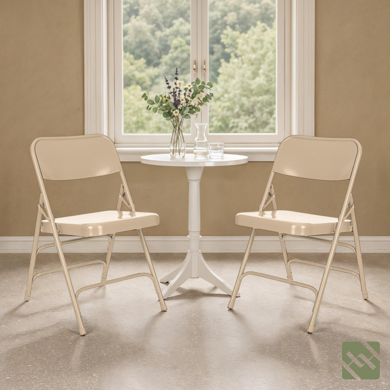 Chaise pliante empilable en métal Bernadine, Beige