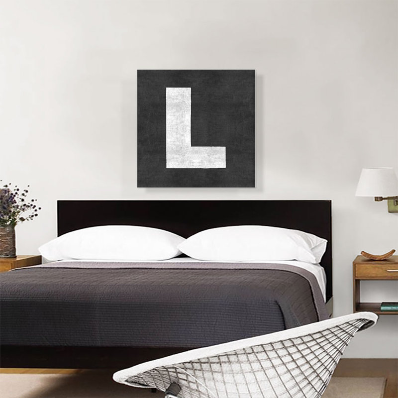 Tableau noir, lettre L - impression sur toile tendue, H 26 po x l 26 po x P 1,5 po