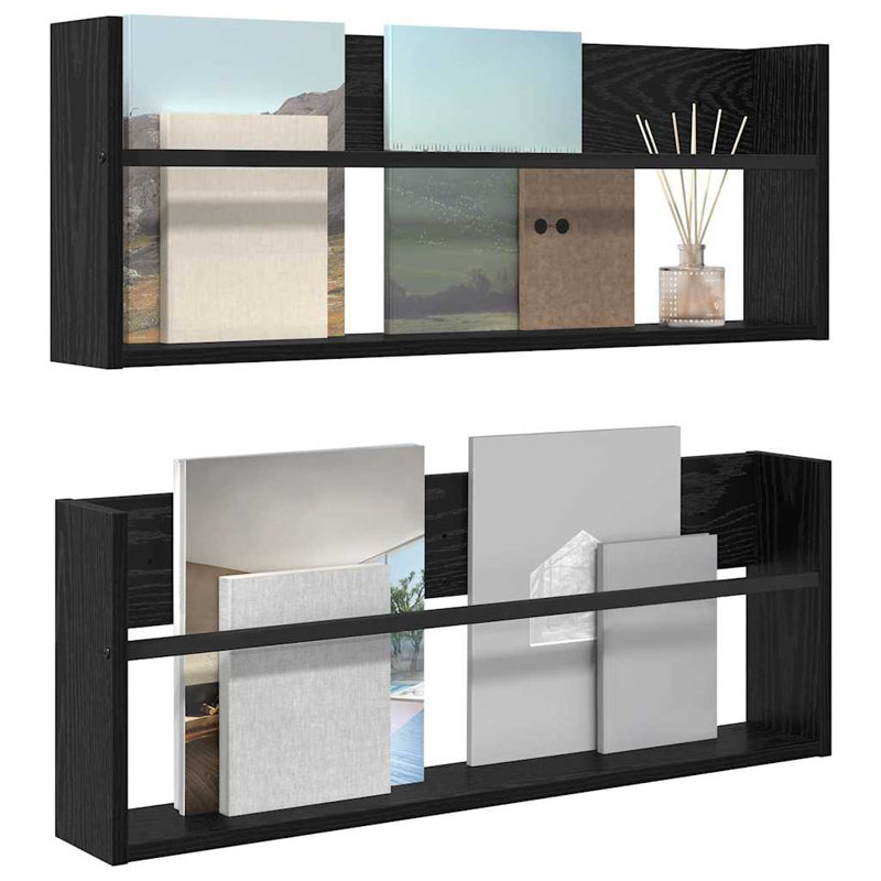 Wood Magazine Rack, Black