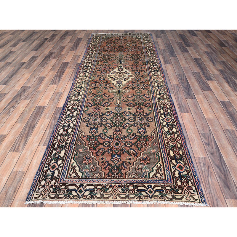 Tapis de couloir brun en laine 3 pi 4 po x 10 pi 1 po Zelphia