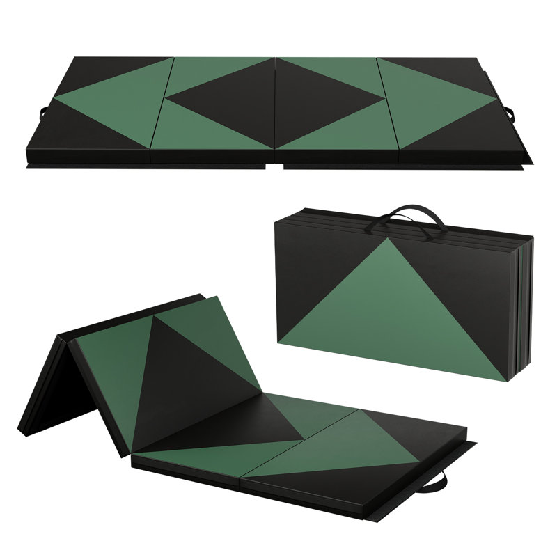 Tapis de gymnastique épais multicolore 3 pi x 6 pi x 2 po Polar Aurora, tapis d'exercice pliant, tapis de yoga extensible (vert + noir)