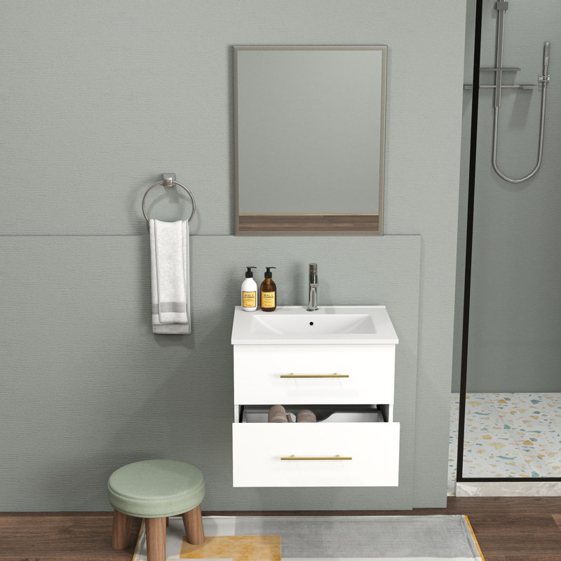 Wall-mounted Vanity Set Mdf Modern Small Bathroom Use