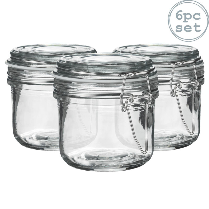 Argon Tableware - Glass Storage Jars, 8.5cm H x 7.5cm W x 7.5cm D, White/Clear