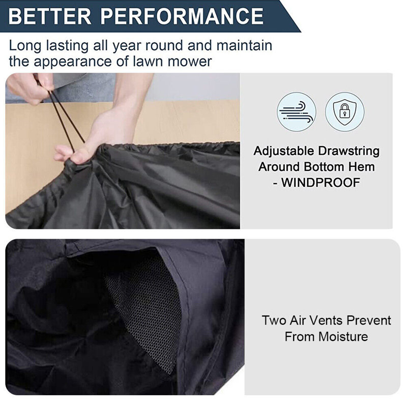 Mildew Resistant Lawn Mower Cover By HOMEYA, Black, 47" H x 45" W x 54" D