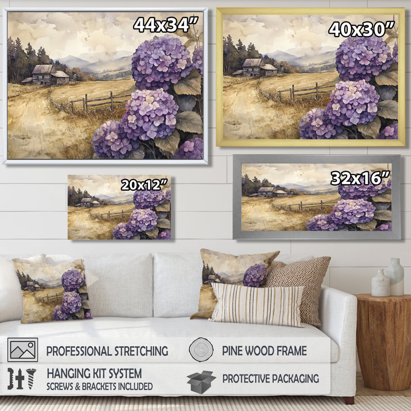 «Dunitze Hydrangeas» par The Farmstead II - Hydrangea, art mural, Reproduction encadrée d'une seule photo, Argent argent