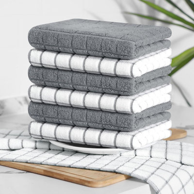 Serviettes de cuisine en coton de qualité supérieure Serviettes à vaisselle filées à l'anneau naturel Serviettes de cuisine en éponge super absorbantes