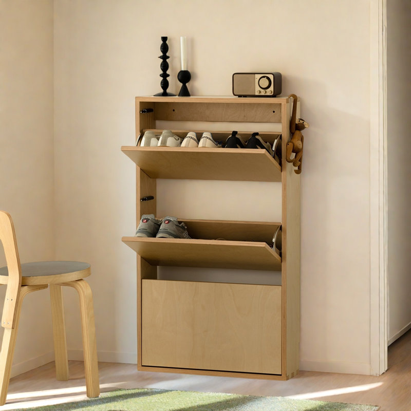 Ultra-thin Minimalist Flip-top Design Shoe Cabinet