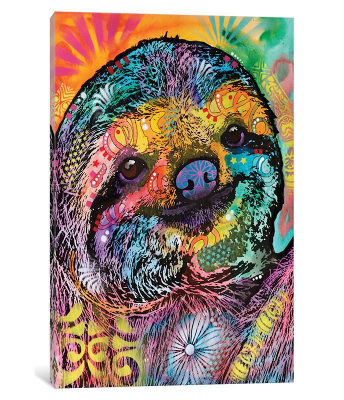 «Sloth» par Dean Russo, impression sur toile, H 26 po x l 18 po x P 1,5 po, Cadre noir