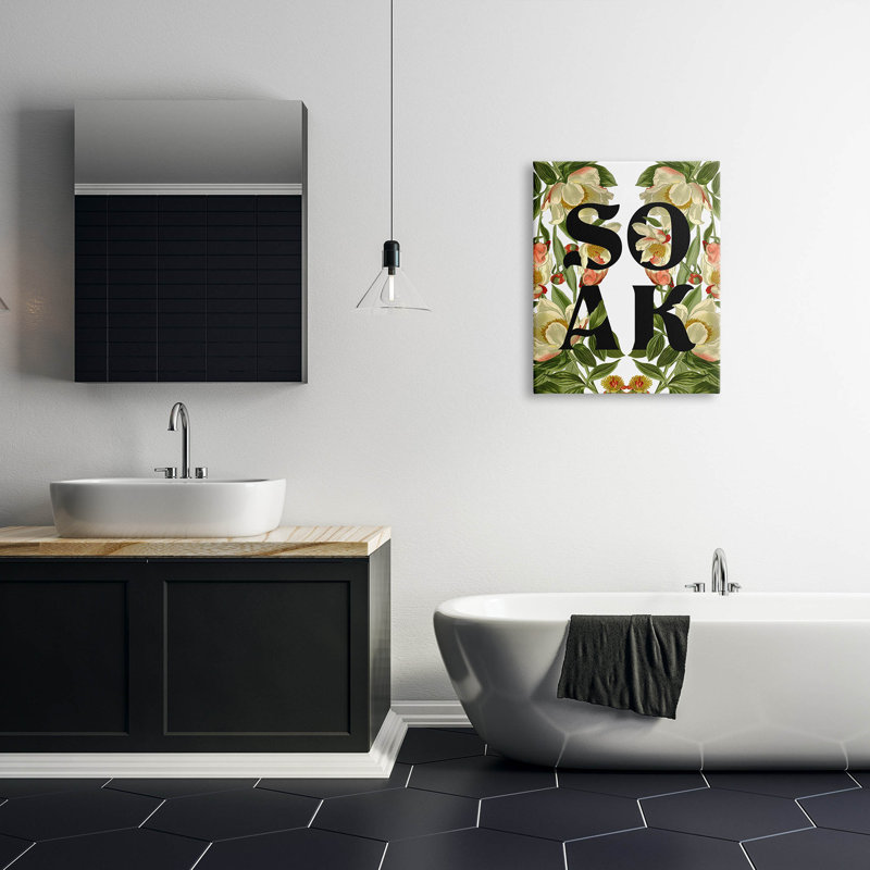 "Soak Bathroom Floral", art mural par Lil 'Rue, L 24 po x H 30 po, Toile tendue