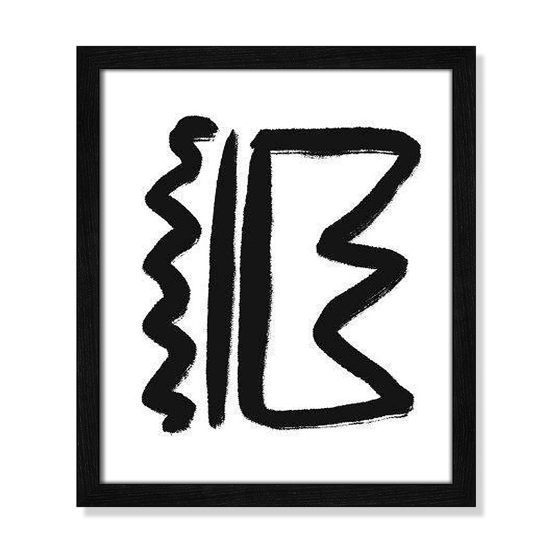 Collection de dessins au trait, reddition encadrée sur papier par Leah Straatsma, Cadre noir mince sans support