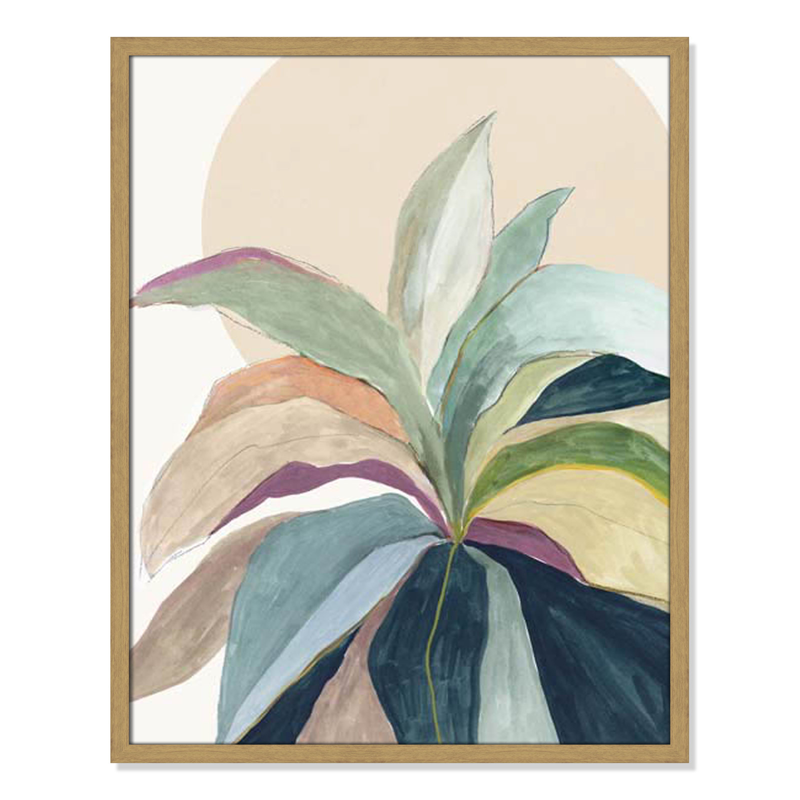 Sunny Bright Leaves II by Asia Jensen, Natural Slim Unmatted Picture Framed, 29.5" H x 23.5" W x 0.75" D