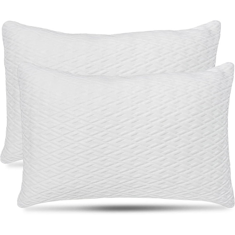 Akheel Rayon From Bamboo Cooling Shredded Memory Foam Plush Support Pillow (Set of 2), Queen