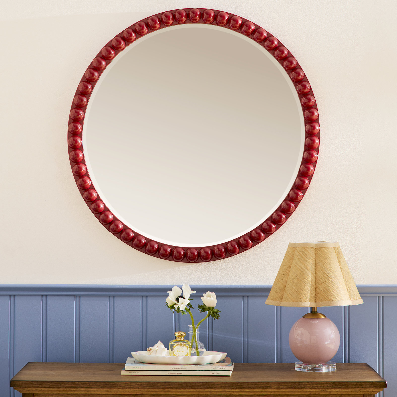 Darlene Round Mirror, Red