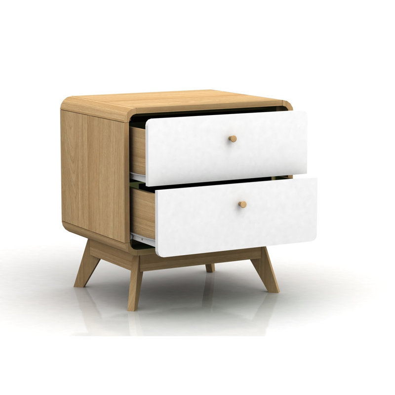 Maja 51cm W Bedside Table, White/Oak