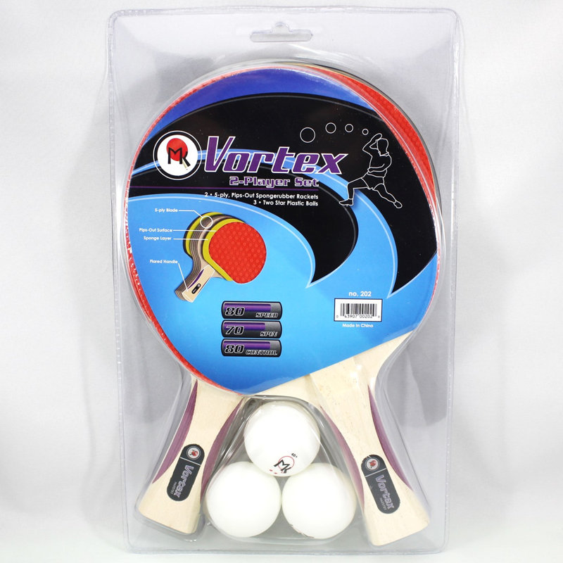Vortex 2-Player Red and Black Wood Table Tennis Set