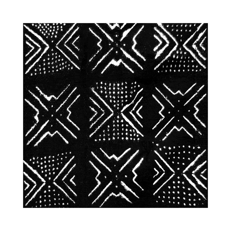 Mudcloth Black Geometric Design V by Ellie Roberts - Wrapped Canvas Print, 30.48 cm H x 30.48 cm W