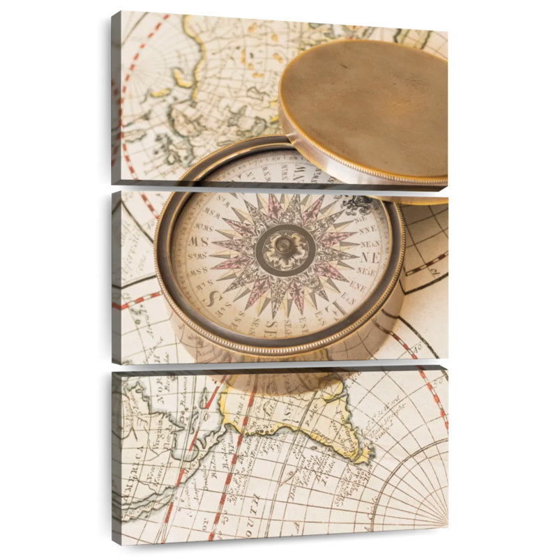 Antique metal compass Aletra, H 38 po x l 24 po