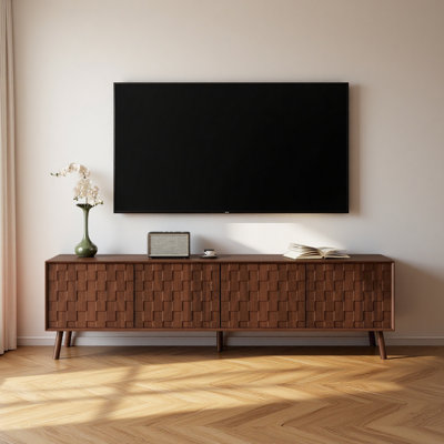 70Inch Modern TV Stand For Tvs Up To 80 Inches For Living Room, Entertainment Center With Solid Wood Legs, Soft Closing Hinges And Cable Management