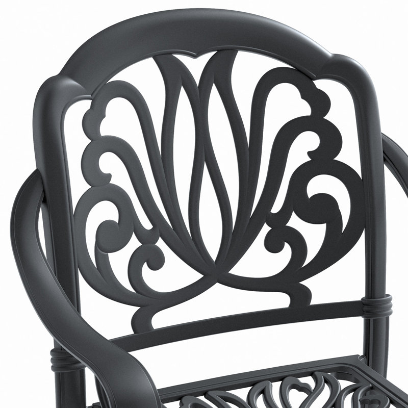 Chaise de patio en fonte d'aluminium 6 pièces avec structure et coussins, 6