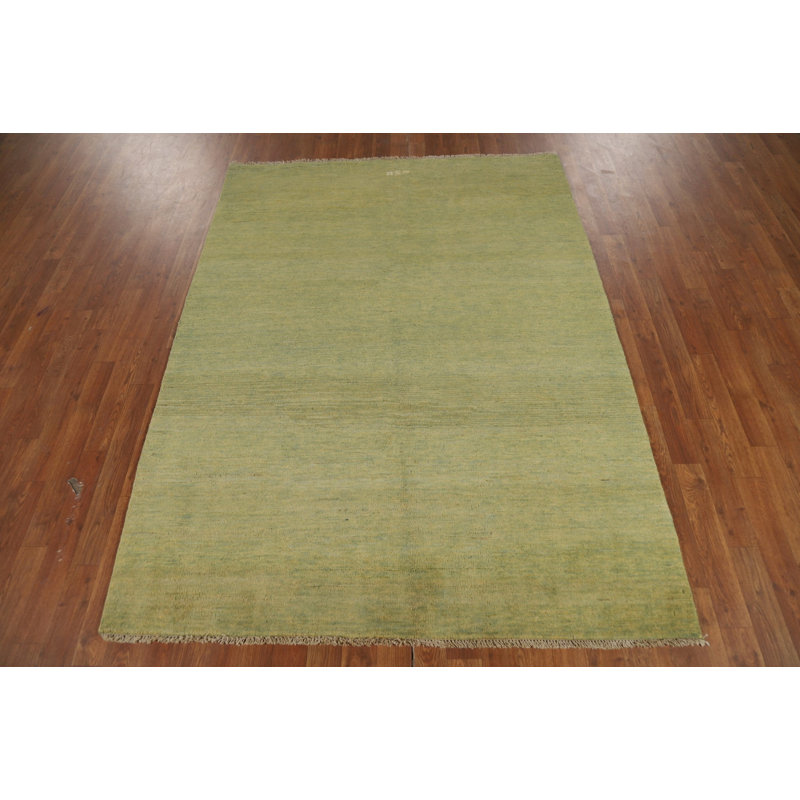 Tapis oriental vert clair en laine Gabbeh 5 x 7