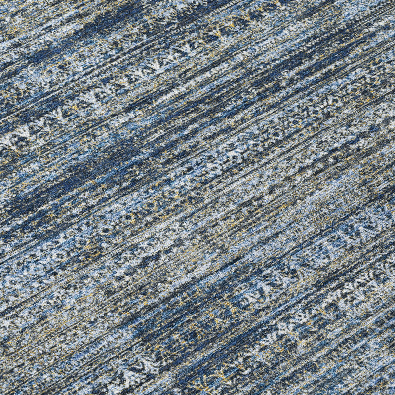 Machine Washable Indoor/Outdoor Xhevrie Denim Rug, Rectangle 10' x 14'