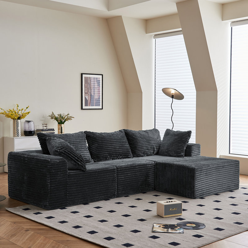 Canapé modulaire réversible désossé de l 108 po sans assemblage requis, Gris