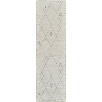 Rug Branch Nivara 2' x 8' (2'3" x 8') Beige/Cream Boho Indoor Runner Rug, Comtemporary, Medium Pile, Stain-Resistant Hallway Carpet - Entryway, Mudroom, Bedroom, and Kitchen