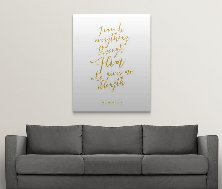 « philippians 4:13-scripture art », art textuel, H 30 po x l 24 po x P 1,5 po, Toile