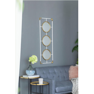 15.5x43.5" Gold And White Frame With Mirror