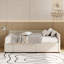 Lit plateforme simple tapissier en forme de L avec rangement et tiroirs-1628543036
