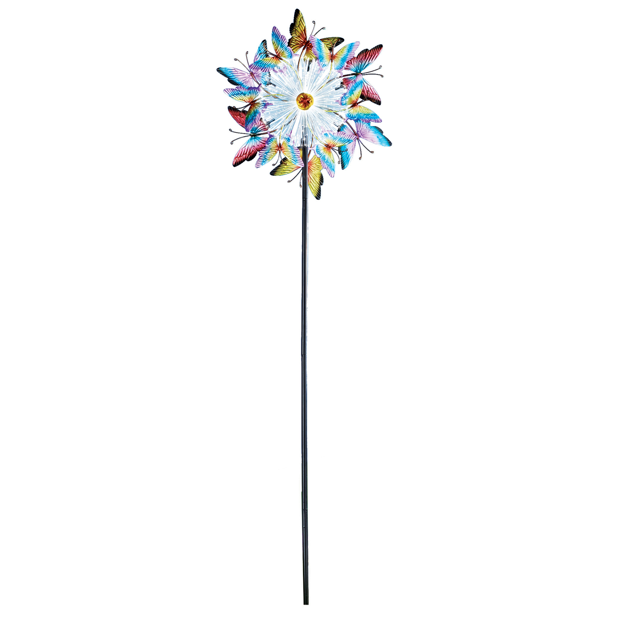 Bungalow Rose Solar Powered Fiber Optic Butterfly Wind Spinner | Wayfair