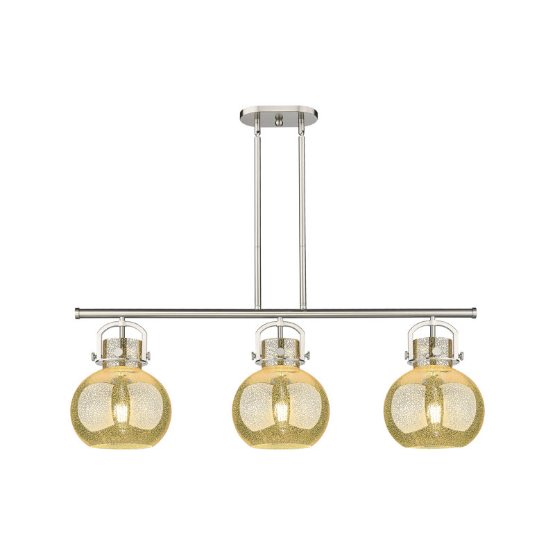 Luminaire suspendu pour îlot de cuisine 3 lumières Gainsborough, Nickel satiné