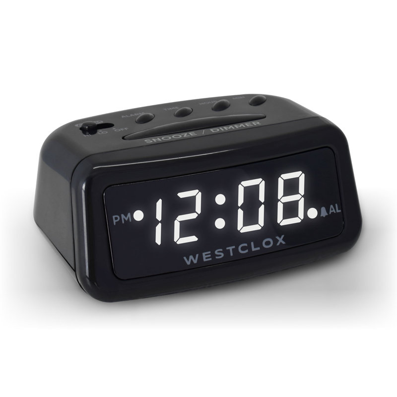 Westclox White LED Alarm Clock with USB type C Charging Port