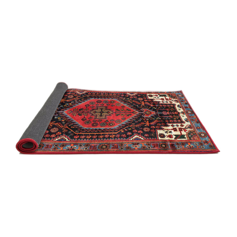 Tapis traditionnel rouge / brun, Rond 4 pi
