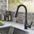 Commercial Black Kitchen Faucet With Pull Out Sprayer, Single Handle Single Lever Kitchen Sink Faucet