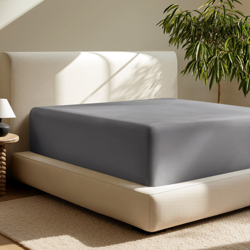 24" Extra Deep Pocket Microfiber Fitted Sheet, Gray, California King Fitted Sheet