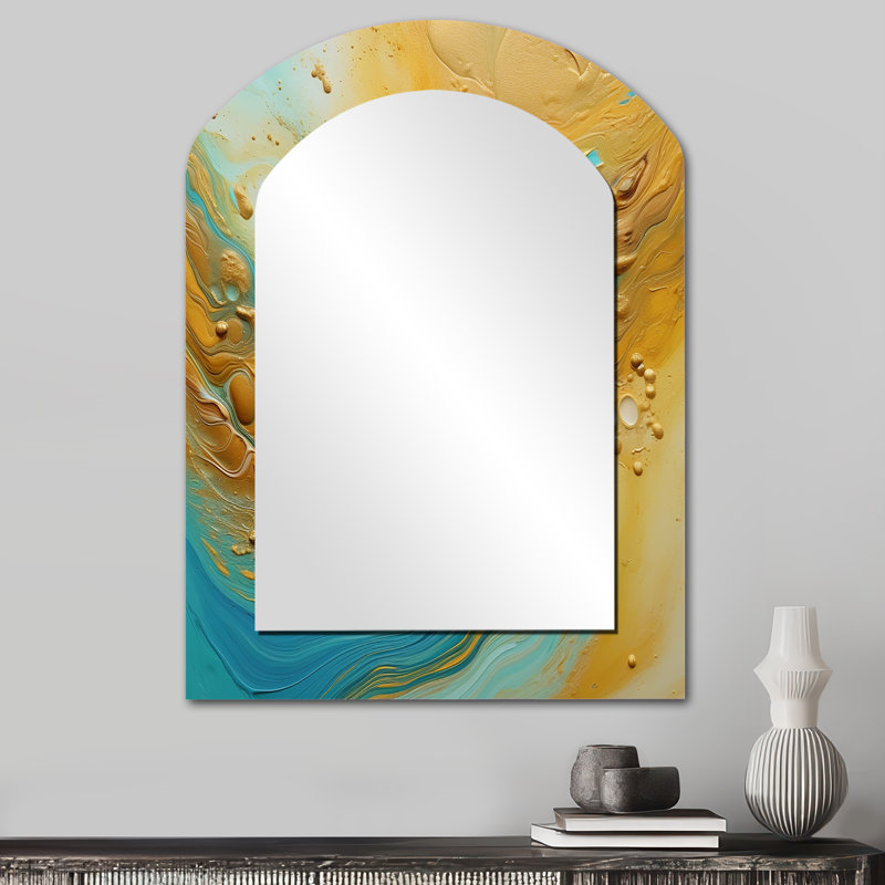 Golden Ocean Waves Turquoise Abstract VI, 34 po x 25 po