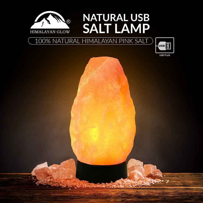 Lampe à sel Himalayan Glow ETL certifiée USB avec base en plastique, 4-5 po, orange