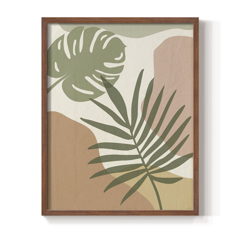 «Mid Century Palm I», reproduction encadrée - bois massif, H 30 po x l 24 po, Noyer