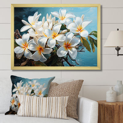 Fleurs de Plumeria méticuleusement rendues blanches P Dba522B1 - Art mural Plumeria