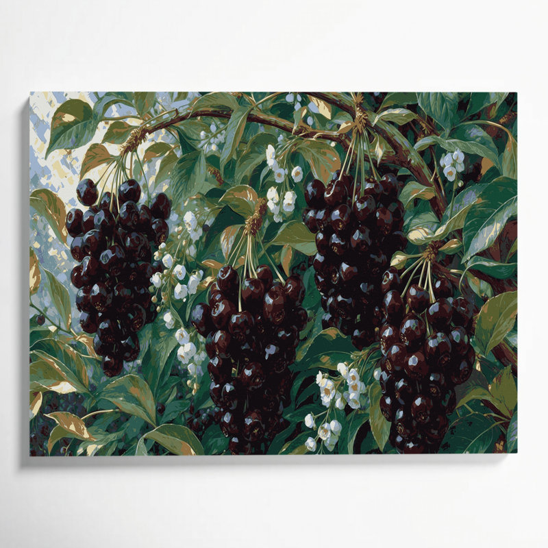 Art mural sur toile noir Fruit Chokecherry, H 11 po x l 14 po
